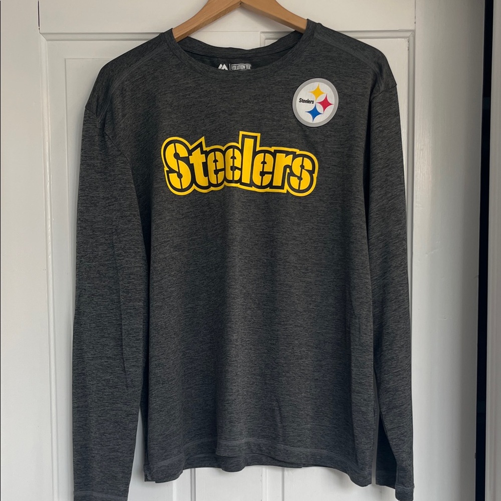 Steelers Majestic Evolution Long Sleeve Tee in Charcoal - Size Large